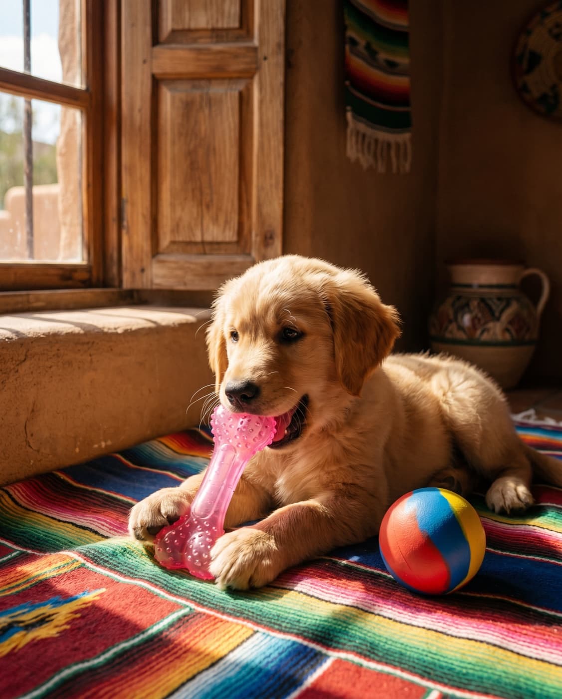 Cachorro mordiendo la mordedera de hueso del catálogo